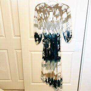 NEW Young Fabulous & Broke Jillian Tie Dye Faux Wrap Dress SMALL